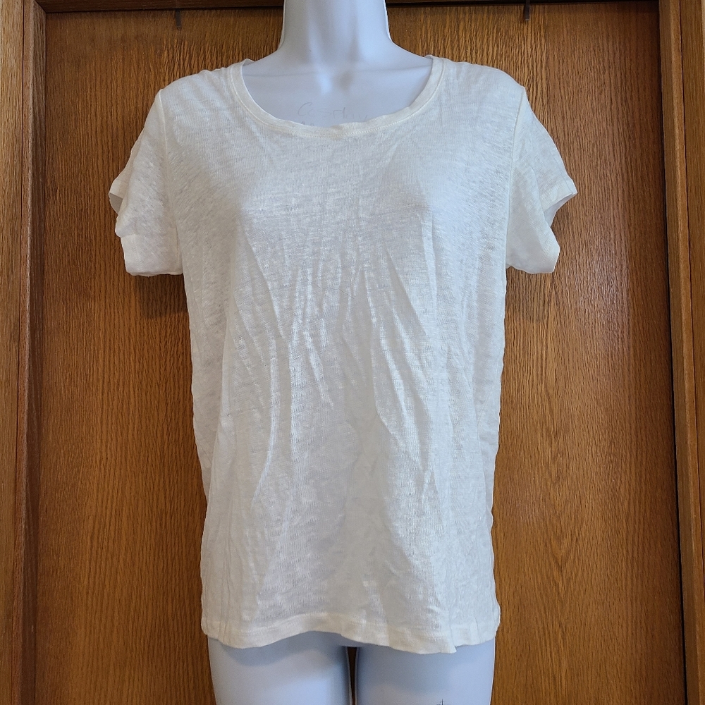 Everlane White Scoop Neck Linen T Shirt M NWT